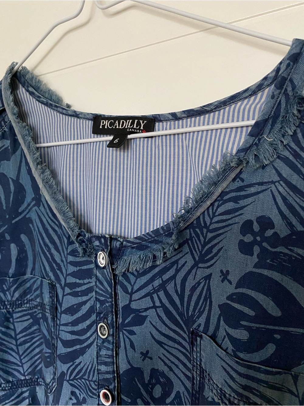 Picadilly Canada Blue Tropical Print Button Tunic Dress - 100% Lyocell - Picture 4 of 10